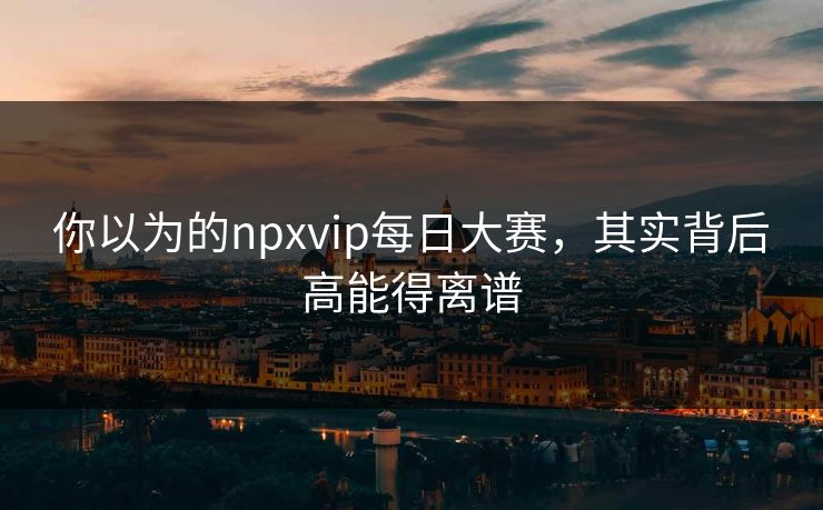 你以为的npxvip每日大赛，其实背后高能得离谱