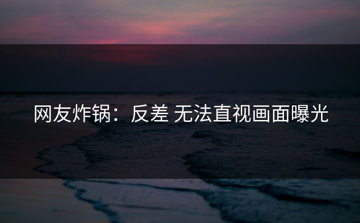 网友炸锅：反差 无法直视画面曝光