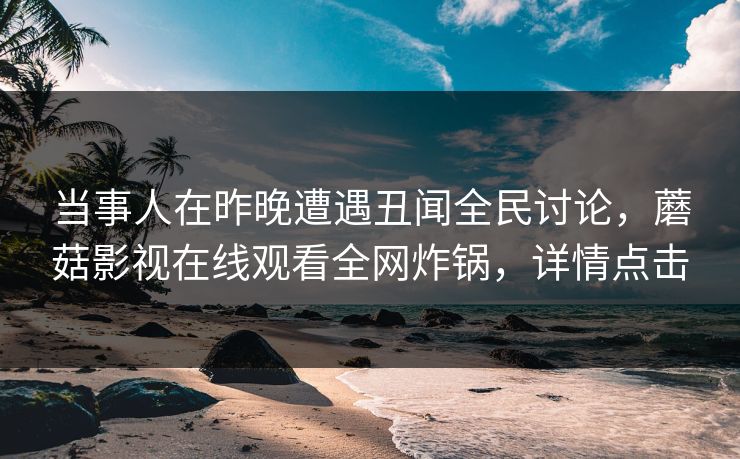 当事人在昨晚遭遇丑闻全民讨论，蘑菇影视在线观看全网炸锅，详情点击
