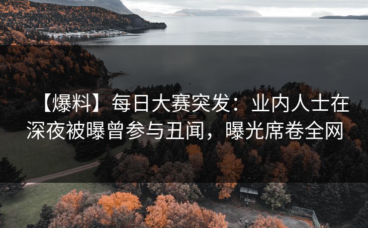 【爆料】每日大赛突发：业内人士在深夜被曝曾参与丑闻，曝光席卷全网
