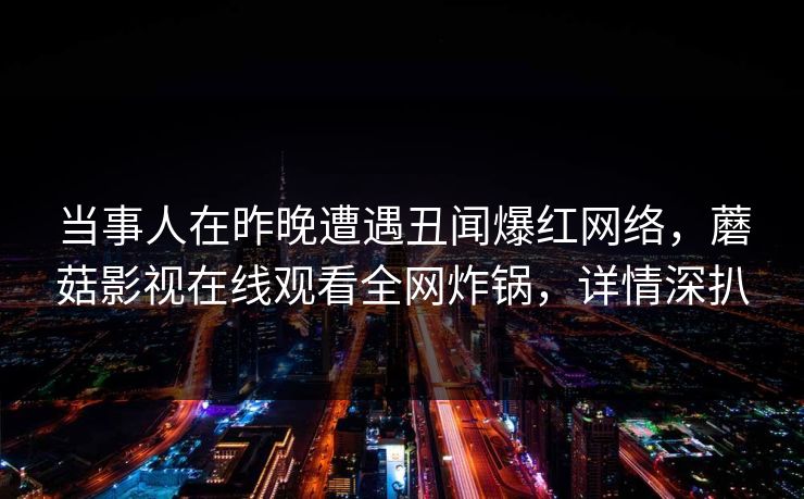 当事人在昨晚遭遇丑闻爆红网络，蘑菇影视在线观看全网炸锅，详情深扒