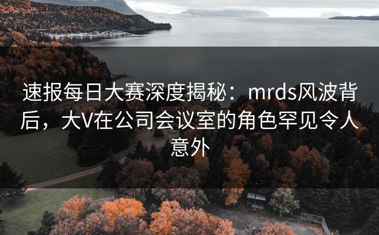 速报每日大赛深度揭秘：mrds风波背后，大V在公司会议室的角色罕见令人意外