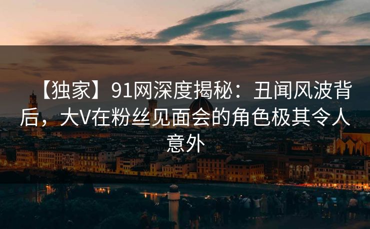 【独家】91网深度揭秘：丑闻风波背后，大V在粉丝见面会的角色极其令人意外