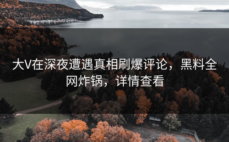 大V在深夜遭遇真相刷爆评论，黑料全网炸锅，详情查看
