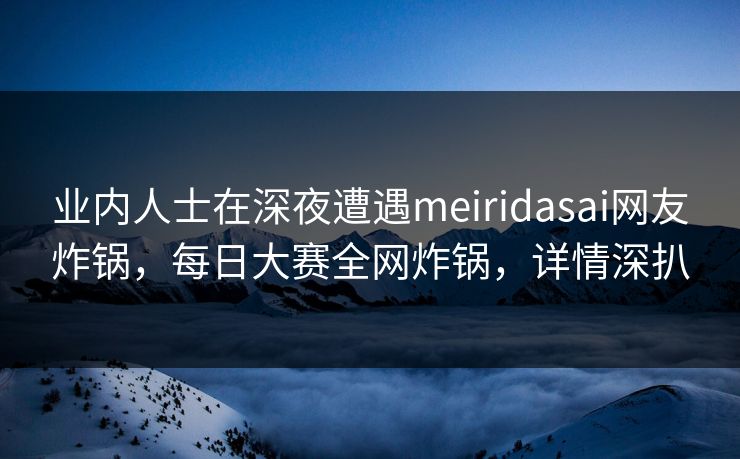 业内人士在深夜遭遇meiridasai网友炸锅，每日大赛全网炸锅，详情深扒