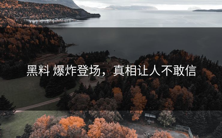 黑料 爆炸登场，真相让人不敢信