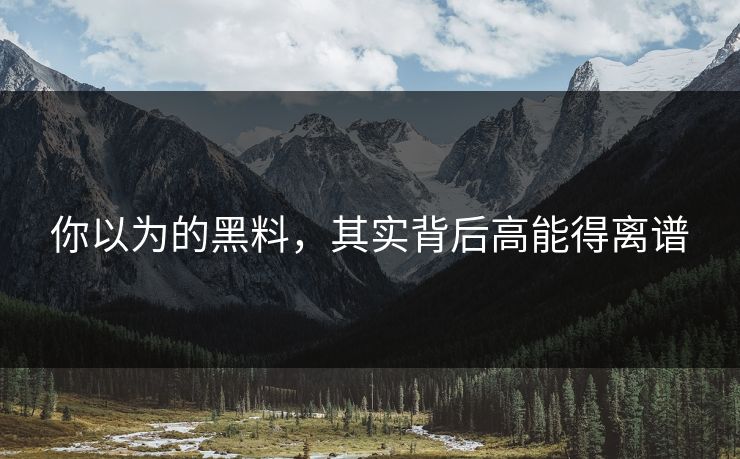 你以为的黑料，其实背后高能得离谱