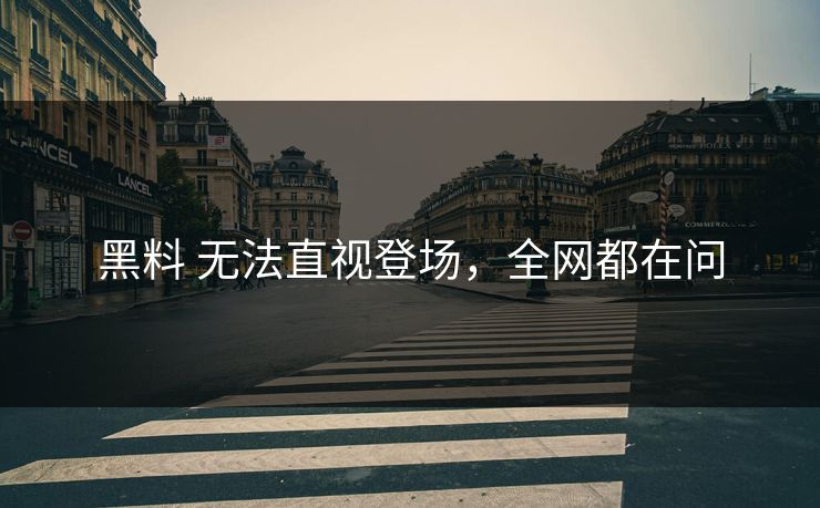 黑料 无法直视登场，全网都在问