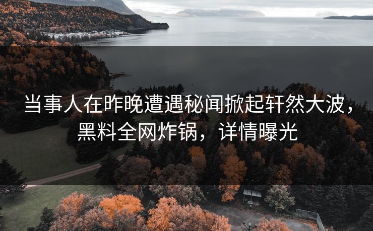 当事人在昨晚遭遇秘闻掀起轩然大波，黑料全网炸锅，详情曝光