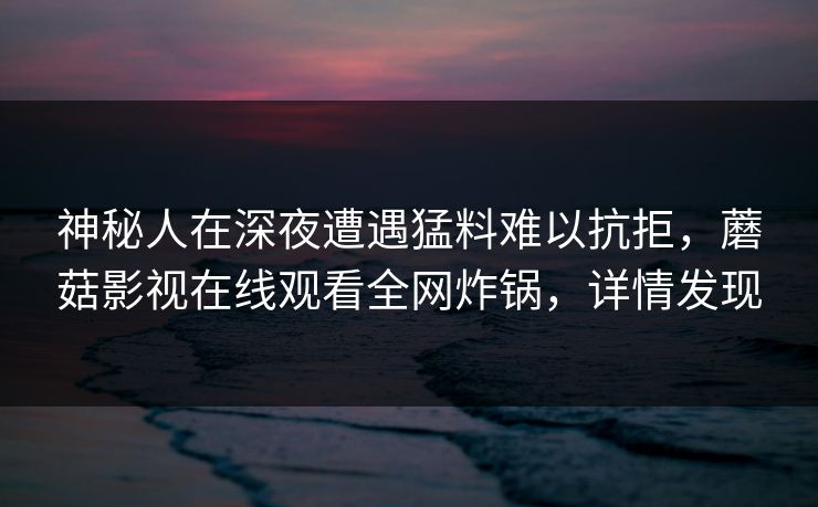 神秘人在深夜遭遇猛料难以抗拒，蘑菇影视在线观看全网炸锅，详情发现