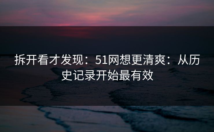 拆开看才发现：51网想更清爽：从历史记录开始最有效